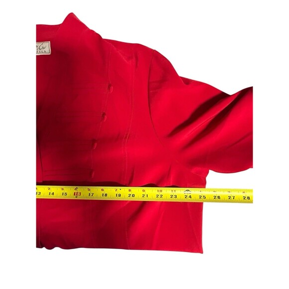 Women's Kathy Che 18/20‎ Red rollup tab sleeves Y2K Whimsical Officecore Travel - Picture 6 of 9